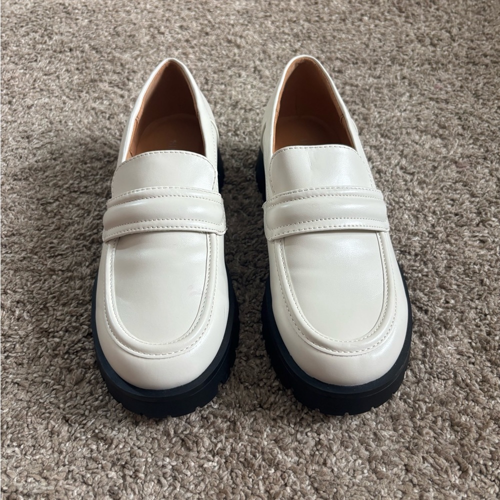 White Loafers with Black Soles